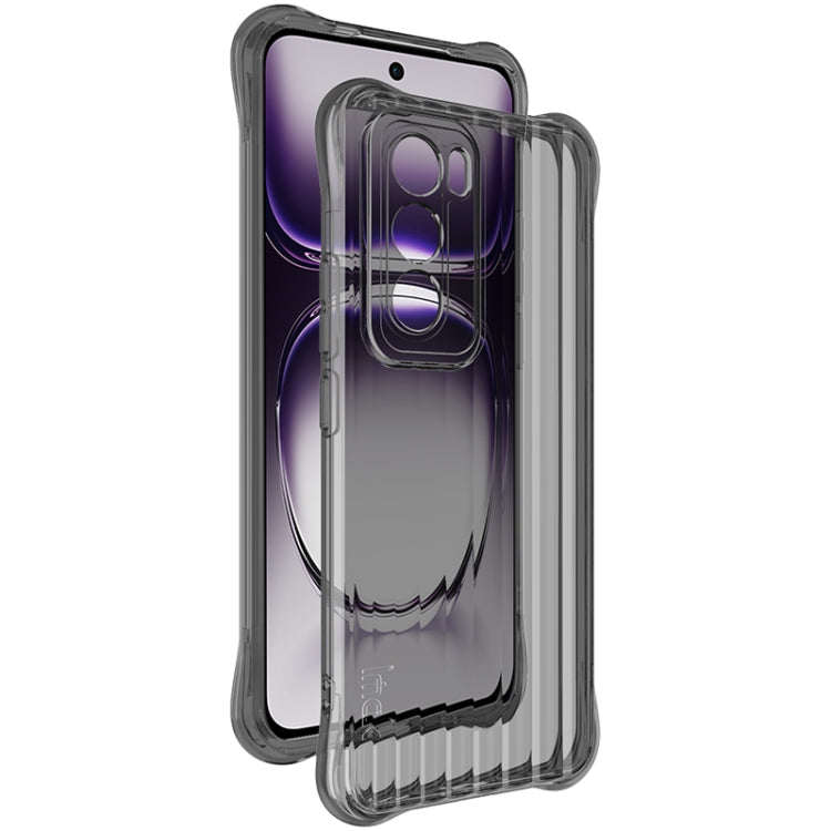 Pour OPPO Reno12 Pro Global Étui de téléphone en TPU avec coussin d'air texturé ondulé IMAK (noir transparent)