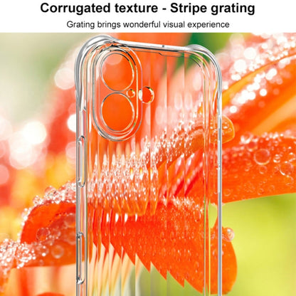 For iPhone 16 IMAK Corrugated Texture Airbag TPU Phone Case(Transparent Black)