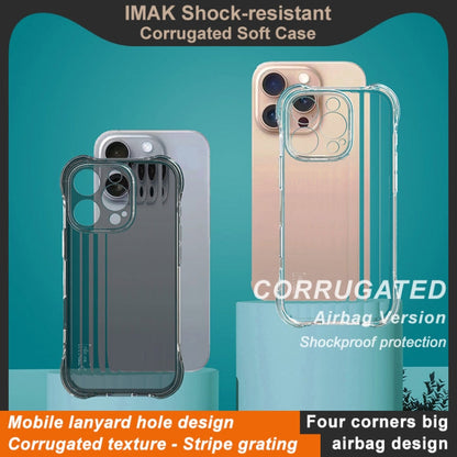 For iPhone 16 Pro Max IMAK Corrugated Texture Airbag TPU Phone Case(Transparent Black)