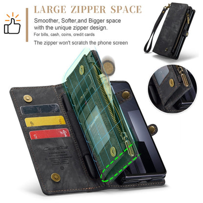 For Samsung Galaxy Z Fold6 5G CaseMe 008 Multifunctional Zipper Wallet Leather Phone Case with Lanyard(Black)
