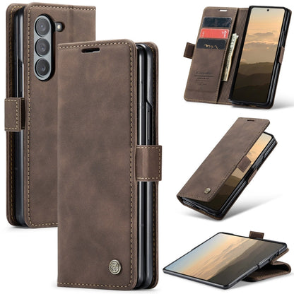 For Samsung Galaxy Z Fold6 5G CaseMe 013 Multifunctional Horizontal Flip Leather Phone Case(Coffee)