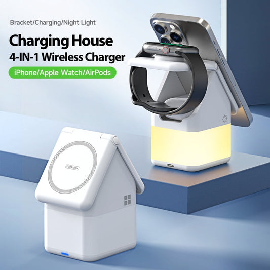 Station de chargement sans fil magnétique 4 en 1 15W DUZZONA W20 (blanc)