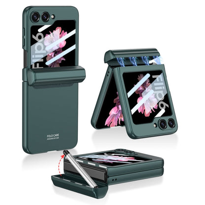 Pour Samsung Galaxy Z Flip6 / Flip7 FE Étui de téléphone à clapet GKK intégré magnétique à couverture complète avec boîte à stylo + stylo (vert nuit)