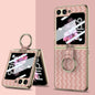 For Samsung Galaxy Z Flip6 / Flip7 FE GKK Integrated Plating Weave Texture Phone Case with Ring Holder(Pink)