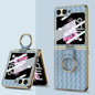 For Samsung Galaxy Z Flip6 / Flip7 FE GKK Integrated Plating Weave Texture Phone Case with Ring Holder(Blue)