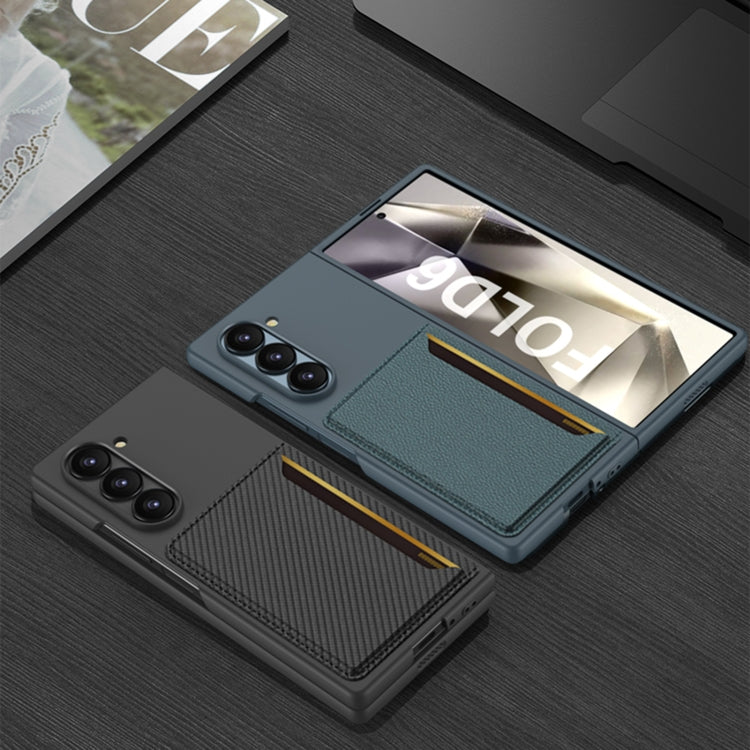 For Samsung Galaxy Z Fold6 GKK Integrated Ultra-thin Card Slots Phone Case(Carbon Fiber Texture)