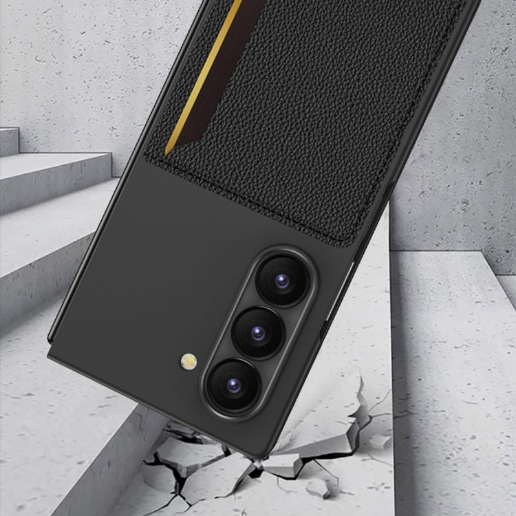 For Samsung Galaxy Z Fold6 GKK Integrated Ultra-thin Card Slots Phone Case(Carbon Fiber Texture)