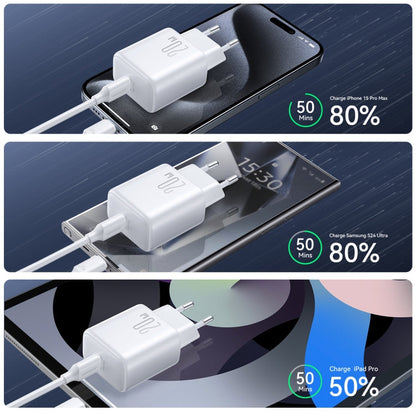 JOYROOM JR-TCF20 PD20W USB-C / Type-C Port Charger, Plug:EU Plug(White)