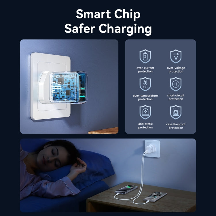 JOYROOM JR-TCF21 20W Dual Ports USB + Type-C Charger, Plug:UK Plug(White)