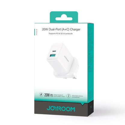 JOYROOM JR-TCF21 20W Dual Ports USB + Type-C Charger, Plug:UK Plug(White)