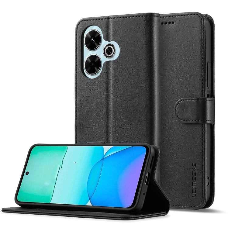 For Redmi 13 4G LC.IMEEKE Calf Texture Leather Phone Case(Black)