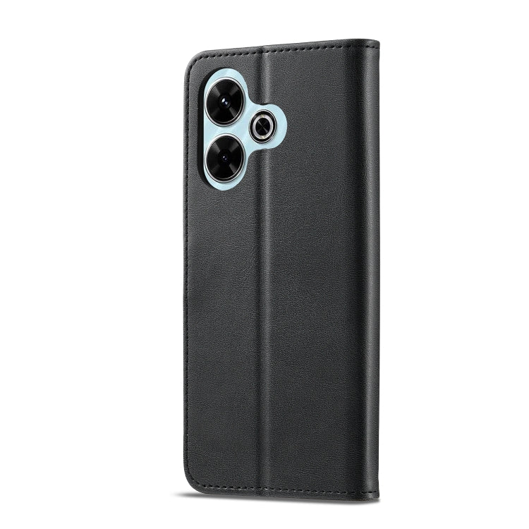 For Redmi 13 4G LC.IMEEKE Calf Texture Leather Phone Case(Black)
