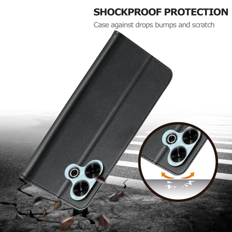 For Redmi 13 4G LC.IMEEKE Calf Texture Leather Phone Case(Black)