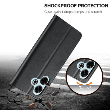 For Redmi 13 4G LC.IMEEKE Calf Texture Leather Phone Case(Black)