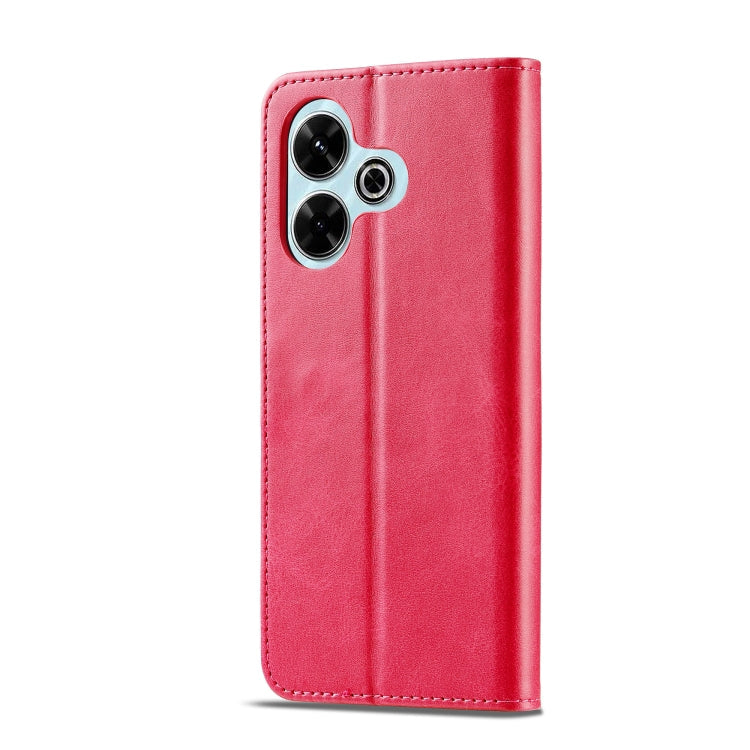 For Redmi 13 4G LC.IMEEKE Calf Texture Leather Phone Case(Red)