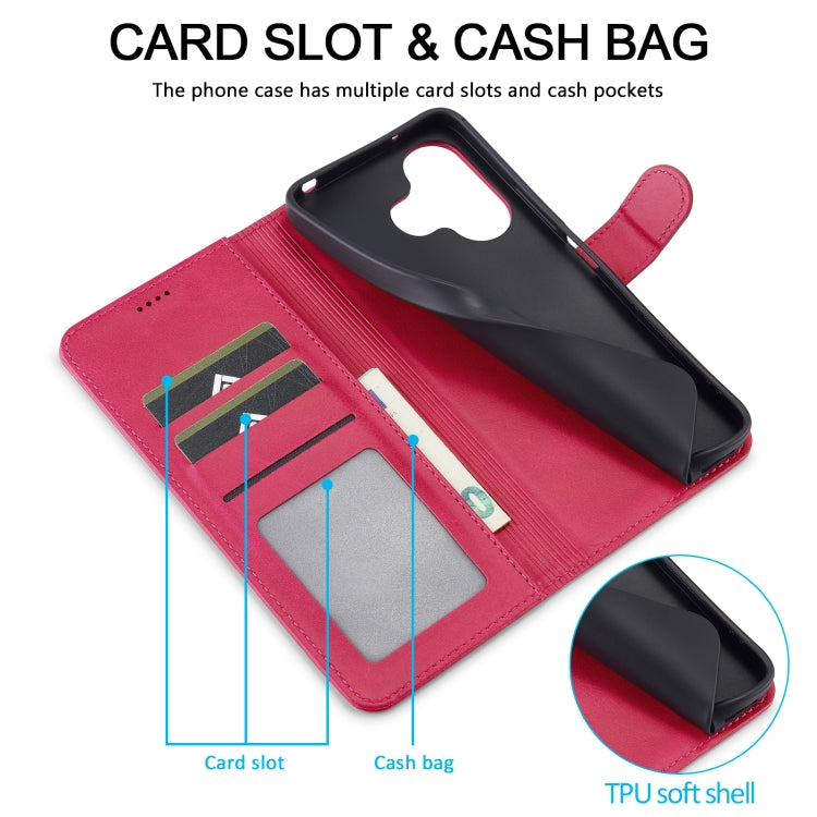 For Redmi 13 4G LC.IMEEKE Calf Texture Leather Phone Case(Red)