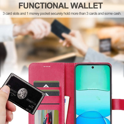 For Redmi 13 4G LC.IMEEKE Calf Texture Leather Phone Case(Red)