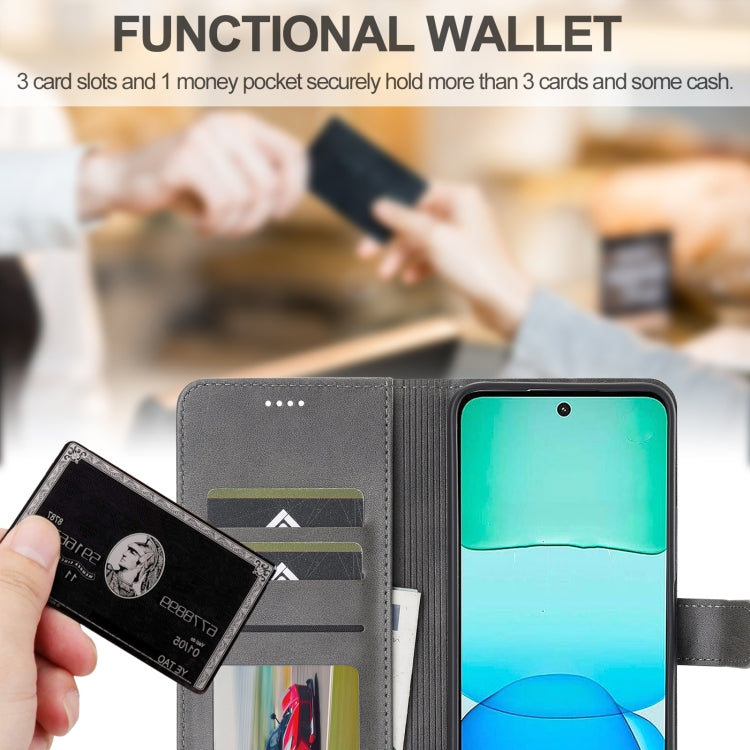 For Redmi 13 4G LC.IMEEKE Calf Texture Leather Phone Case(Grey)