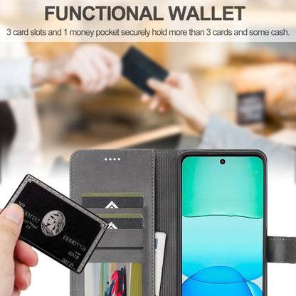 For Redmi 13 4G LC.IMEEKE Calf Texture Leather Phone Case(Grey)