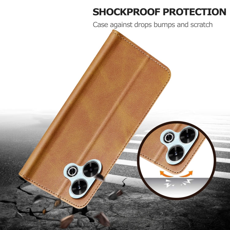 For Redmi 13 4G LC.IMEEKE Calf Texture Leather Phone Case(Brown)