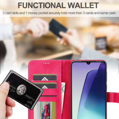 For Redmi 14C LC.IMEEKE Calf Texture Leather Phone Case(Red)