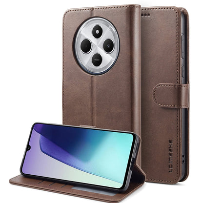 Pour Redmi 14C Coque de téléphone en cuir LC.IMEEKE texture veau (café)