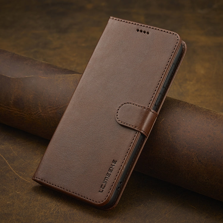 Pour Redmi 14C Coque de téléphone en cuir LC.IMEEKE texture veau (café)