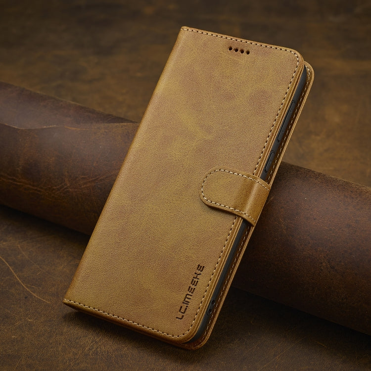 For Redmi 14C LC.IMEEKE Calf Texture Leather Phone Case(Brown)