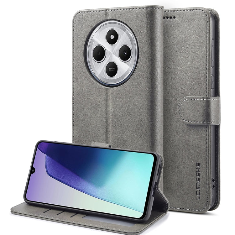 Pour Redmi A4 5G LC.IMEEKE Étui de téléphone en cuir texturé veau (gris)