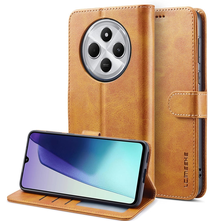 Pour étui de téléphone en cuir texture veau LC.IMEEKE pour Redmi A4 5G (marron)