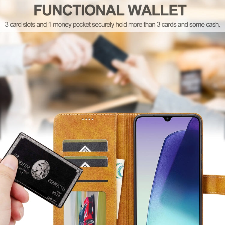 Pour étui de téléphone en cuir texture veau LC.IMEEKE pour Redmi A4 5G (marron)