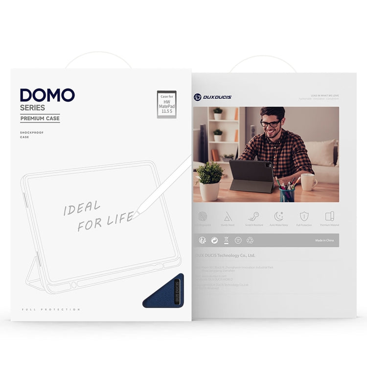 Pour Huawei MatePad 11.5 S DUX DUCIS Étui magnétique en cuir de la série Domo avec texture en tissu (bleu)