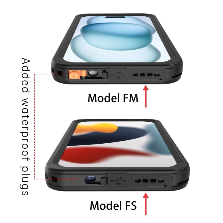 For iPhone 15 RedPepper Shockproof IP68 Waterproof PC + TPU Protective Case(Black)