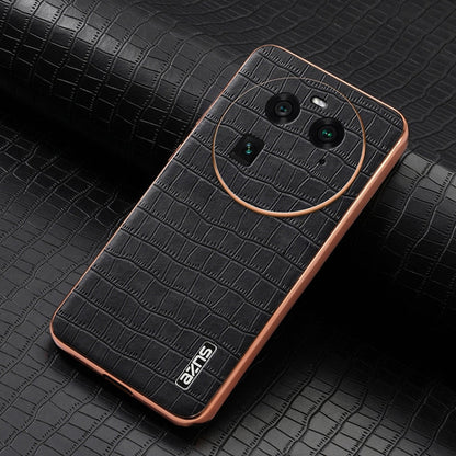 For OPPO Find X6 AZNS Electroplated Frame Crocodile Texture Full Coverage Phone Case(Black)