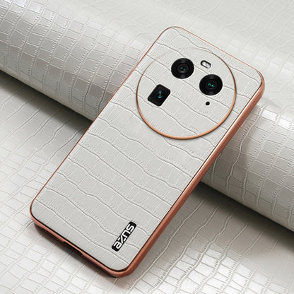 For OPPO Find X6 AZNS Electroplated Frame Crocodile Texture Full Coverage Phone Case(White)