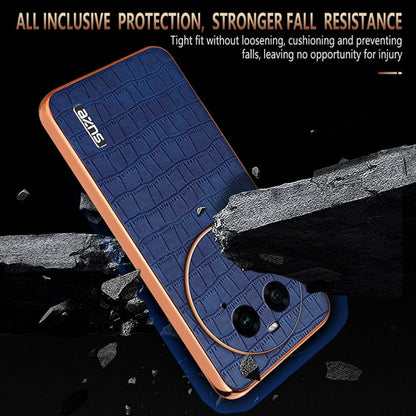 For OPPO Find X6 AZNS Electroplated Frame Crocodile Texture Full Coverage Phone Case(White)