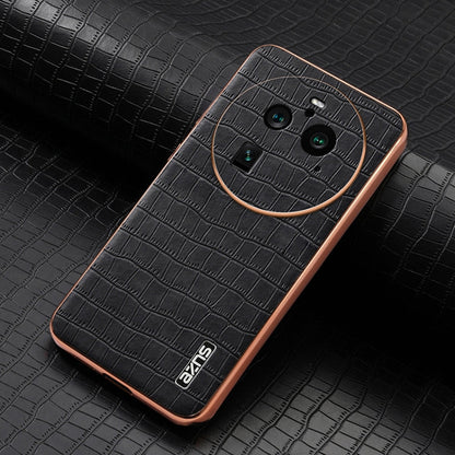 For OPPO Find X6 Pro AZNS Electroplated Frame Crocodile Texture Full Coverage Phone Case(Black)