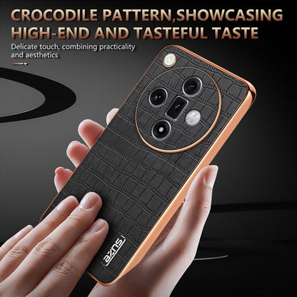 For OPPO Find X7 AZNS Electroplated Frame Crocodile Texture Full Coverage Phone Case(Black)