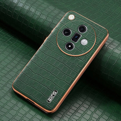 For OPPO Find X7 AZNS Electroplated Frame Crocodile Texture Full Coverage Phone Case(Green)