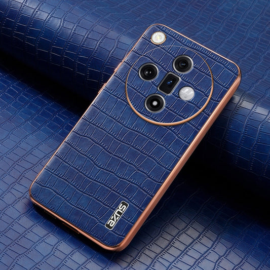 For OPPO Find X7 AZNS Electroplated Frame Crocodile Texture Full Coverage Phone Case(Blue)
