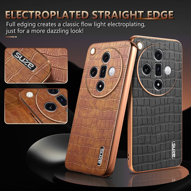 For OPPO Find X7 AZNS Electroplated Frame Crocodile Texture Full Coverage Phone Case(Blue)