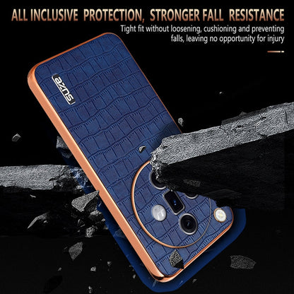 For OPPO Find X7 AZNS Electroplated Frame Crocodile Texture Full Coverage Phone Case(Blue)