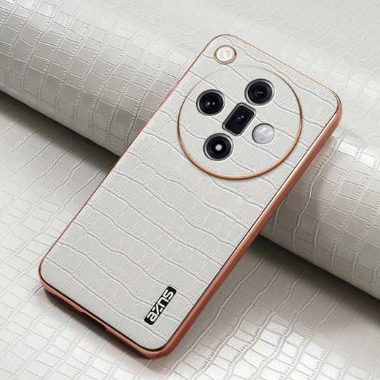 For OPPO Find X7 AZNS Electroplated Frame Crocodile Texture Full Coverage Phone Case(White)