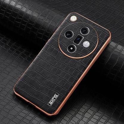 For OPPO Find X7 Ultra AZNS Electroplated Frame Crocodile Texture Full Coverage Phone Case(Black)