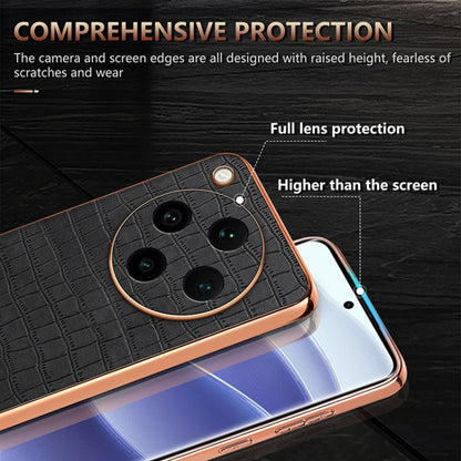 For OPPO Find X8 Pro AZNS Electroplated Frame Crocodile Texture Full Coverage Phone Case(Brown)
