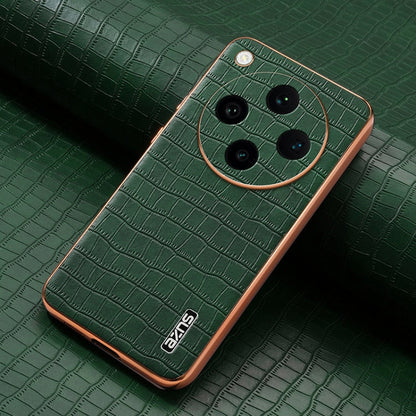 For OPPO Find X8 Pro AZNS Electroplated Frame Crocodile Texture Full Coverage Phone Case(Green)