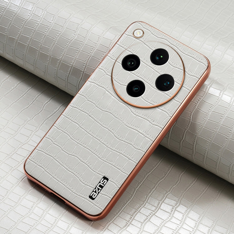 For OPPO Find X8 Pro AZNS Electroplated Frame Crocodile Texture Full Coverage Phone Case(White)