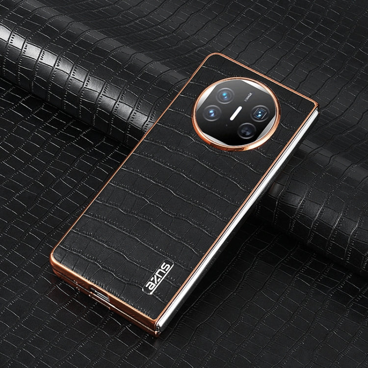 For Huawei Mate X3 / X5 AZNS Electroplated Frame Crocodile Texture Full Coverage Phone Case(Black)