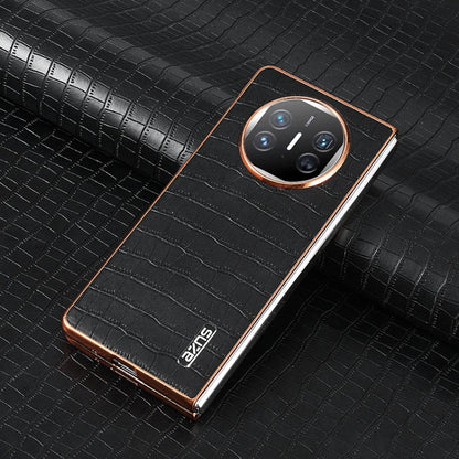 For Huawei Mate X3 / X5 AZNS Electroplated Frame Crocodile Texture Full Coverage Phone Case(Black)