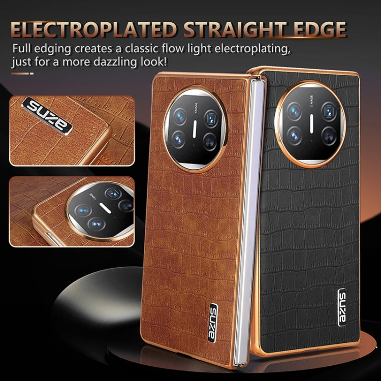 For Huawei Mate X3 / X5 AZNS Electroplated Frame Crocodile Texture Full Coverage Phone Case(Black)